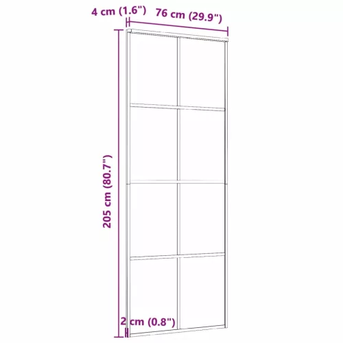 Fekete alumínium és ESG üveg tolóajtó 76 x 205 cm
