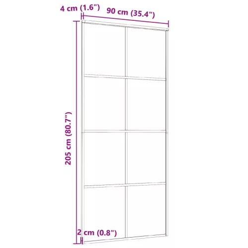 Fekete alumínium és ESG üveg tolóajtó 90 x 205 cm