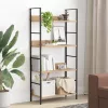 4 szintes tölgyszínű szerelt fa könyvespolc 60x27,6x124,5 cm