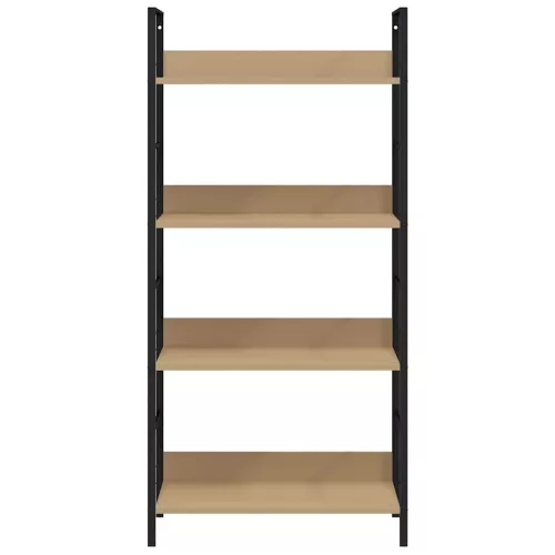 4 szintes tölgyszínű szerelt fa könyvespolc 60x27,6x124,5 cm