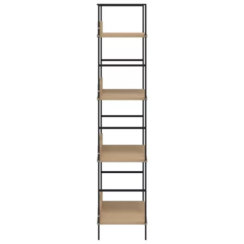 4 szintes tölgyszínű szerelt fa könyvespolc 60x27,6x124,5 cm