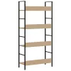 4 szintes tölgyszínű szerelt fa könyvespolc 60x27,6x124,5 cm