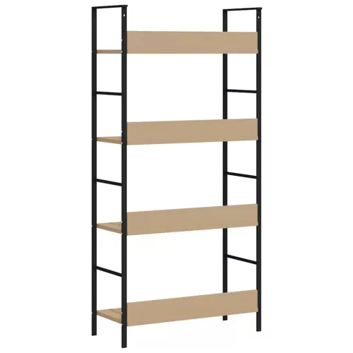 4 szintes tölgyszínű szerelt fa könyvespolc 60x27,6x124,5 cm
