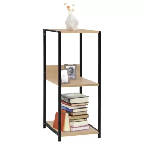   Fekete és tölgyszínű szerelt fa könyvespolc 33,5x39,6x79,7 cm