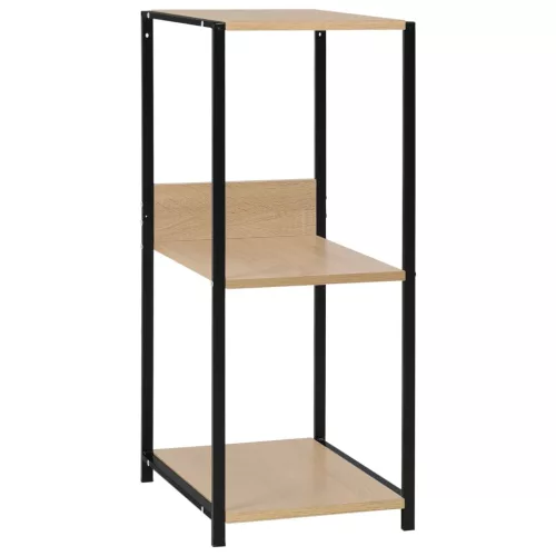 Fekete és tölgyszínű szerelt fa könyvespolc 33,5x39,6x79,7 cm
