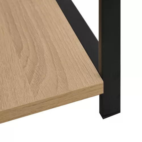 Fekete és tölgyszínű szerelt fa könyvespolc 33,5x39,6x79,7 cm
