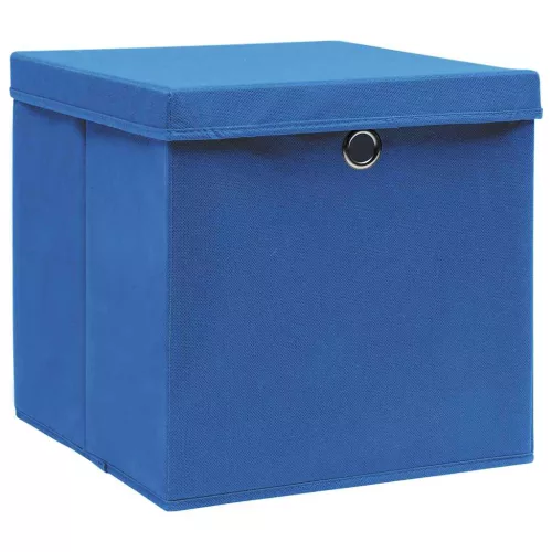 4 db fekete szövet tárolódoboz fedéllel 32 x 32 x 32 cm