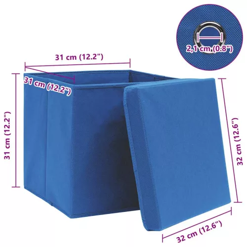 4 db fekete szövet tárolódoboz fedéllel 32 x 32 x 32 cm