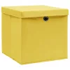 10 db sárga szövet tárolódoboz fedéllel 32 x 32 x 32 cm