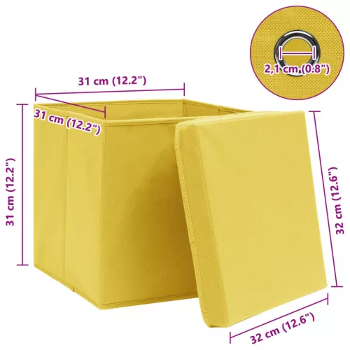 10 db sárga szövet tárolódoboz fedéllel 32 x 32 x 32 cm
