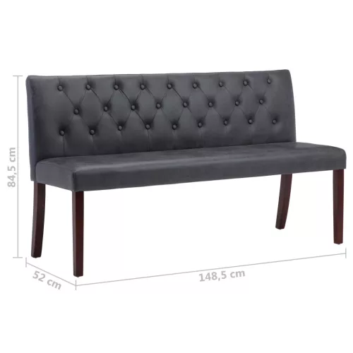 Szürke művelúr pad 148,5 cm