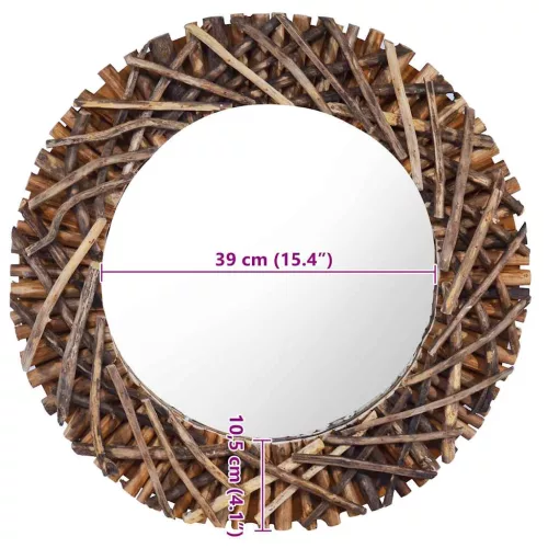 Kör alakú tíkfa falitükör 60 cm