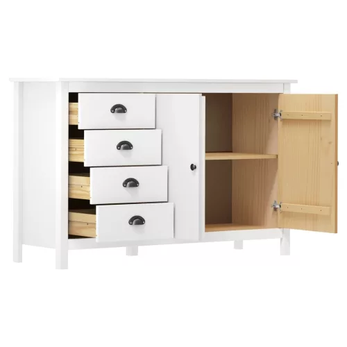 Hill fehér tömör fenyőfa tálalószekrény 130 x 40 x 80 cm
