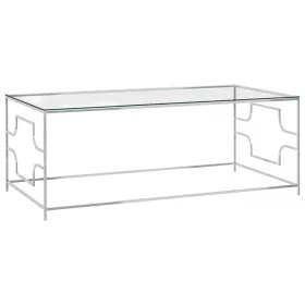   Ezüstszínű üveg és rozsdamentes acél dohányzóasztal 120x60x45cm