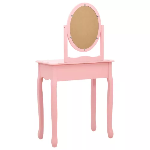 Rózsaszín császárfa MDF fésülködőasztal ülőkével 65x36x128 cm
