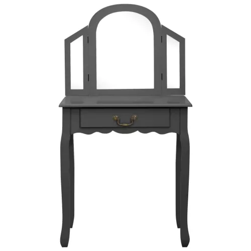 Szürke császárfa MDF fésülködőasztal ülőkével 65x36x128 cm