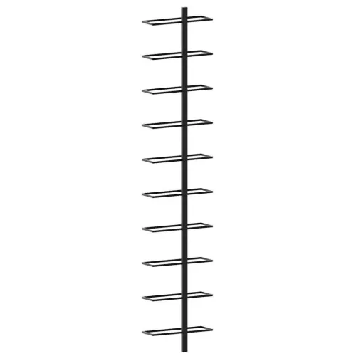 Fekete fém falra szerelhető bortartó állvány 10 palacknak