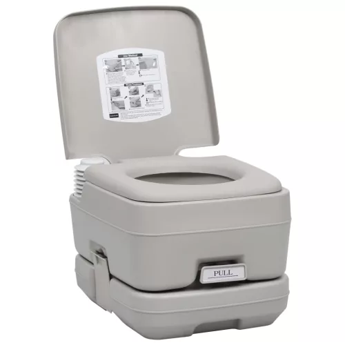 Szürke hordozható kemping WC 10+10 L