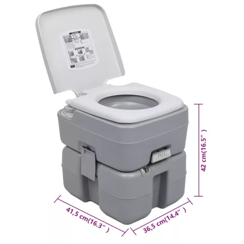 Szürke hordozható kemping WC 20+10 L
