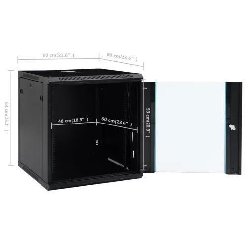 12U fali hálózati szekrény 19" IP20 600 x 600 x 640 mm