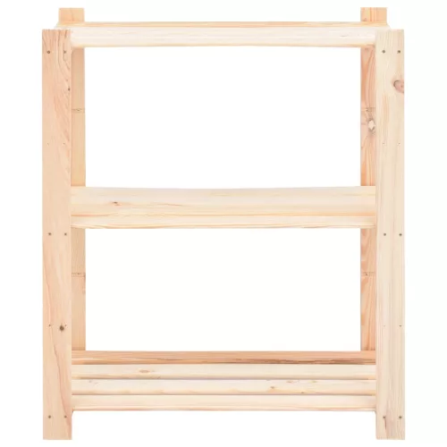 3 db 3-szintes tömör fenyőfa tárolópolc 150 kg 80 x 38 x 90 cm