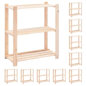   10 db 3-szintes tömör fenyőfa tárolópolc 150 kg 80 x 38 x 90 cm