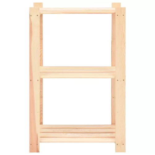 3 db 3-szintes tömör fenyőfa tárolópolc 150 kg 60 x 38 x 90 cm