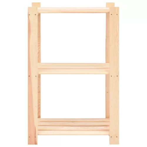 5 db 3-szintes tömör fenyőfa tárolópolc 150 kg 60 x 38 x 90 cm