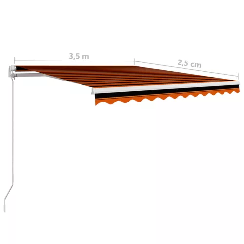 Narancssárga és barna kézzel kihúzható napellenző 350 x 250 cm