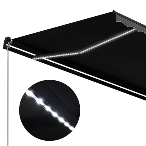 Antracitszürke kézzel kihúzható LED-es napellenző 350 x 250 cm