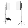 Fotóstúdió-felszerelés softbox lámpákkal és hátterekkel