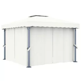 Krémfehér alumíniumpavilon függönnyel 3 x 3 m