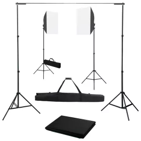   Fotóstúdió-felszerelés softbox lámpákkal és háttérrel