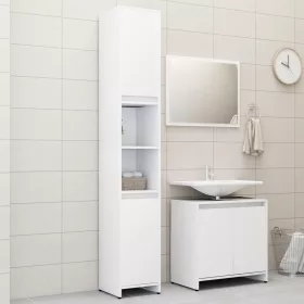 3 részes fehér szerelt fa fürdőszobai bútorszett