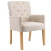 2 db bézs szövetkárpitozású karfás étkezőszék