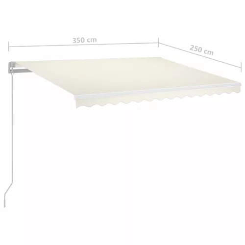 Krémszínű kézzel kihúzható napellenző 350 x 250 cm