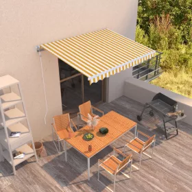   Sárga és fehér kézzel kihúzható napellenző 350 x 250 cm