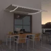 Krémszínű kézzel kihúzható LED-es napellenző 400 x 300 cm