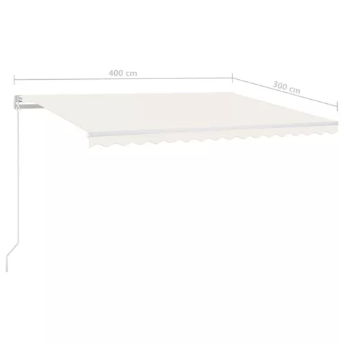 Krémszínű kézzel kihúzható LED-es napellenző 400 x 300 cm