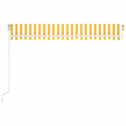 Sárga és fehér kézzel kihúzható LED-es napellenző 400 x 300 cm