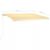 Sárga és fehér kézzel kihúzható LED-es napellenző 400 x 300 cm