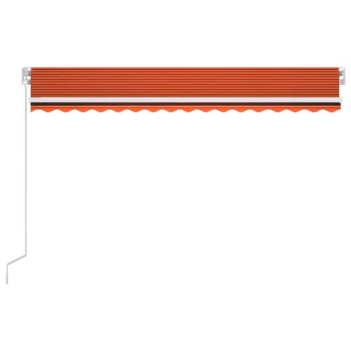 Narancs és barna kézzel kihúzható LED-es napellenző 400x300 cm