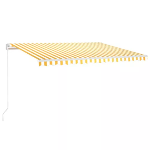 Sárga és fehér kézzel kihúzható LED-es napellenző 450 x 300 cm