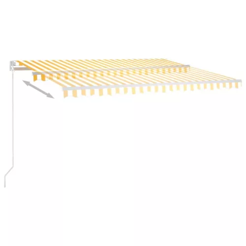 Sárga és fehér kézzel kihúzható LED-es napellenző 450 x 300 cm