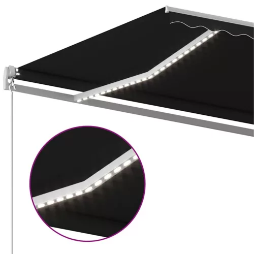 Antracitszürke kézzel kihúzható LED-es napellenző 450 x 300 cm