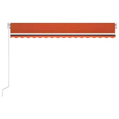 Narancs és barna kézzel kihúzható LED-es napellenző 450x300 cm