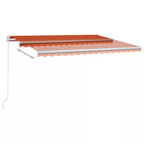 Narancs és barna kézzel kihúzható LED-es napellenző 450x300 cm