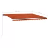 Narancs és barna kézzel kihúzható LED-es napellenző 450x300 cm