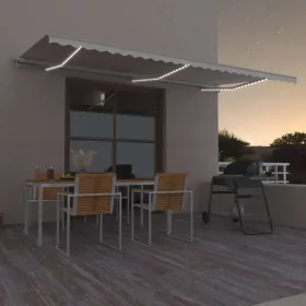   Krémszínű automata szélérzékelős és LED-es napellenző 600x300cm