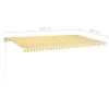 Sárga-fehér szélérzékelős és LED-es napellenző 600x300 cm